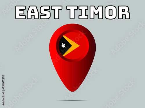 East Timor  National flag,  geolocation, geotag pin, element. Good for map, place, placement your business. original color and proportion. vector illustration,countries set.