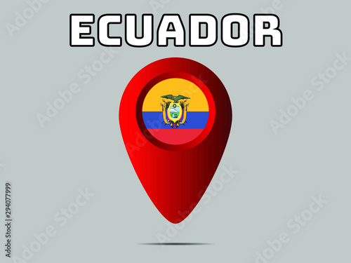 Ecuador National flag,  geolocation, geotag pin, element. Good for map, place, placement your business. original color and proportion. vector illustration,countries set.