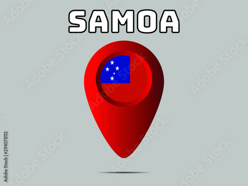 Samoa National flag,  geolocation, geotag pin, element. Good for map, place, placement your business. original color and proportion. vector illustration,countries set.