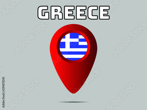 Greece National flag,  geolocation, geotag pin, element. Good for map, place, placement your business. original color and proportion. vector illustration,countries set.