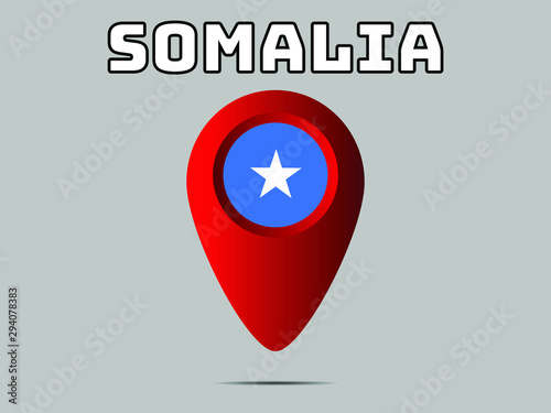 Somalia National flag,  geolocation, geotag pin, element. Good for map, place, placement your business. original color and proportion. vector illustration,countries set.