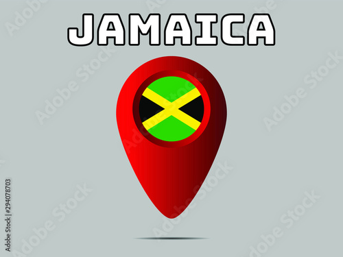 Jamaica National flag,  geolocation, geotag pin, element. Good for map, place, placement your business. original color and proportion. vector illustration,countries set.