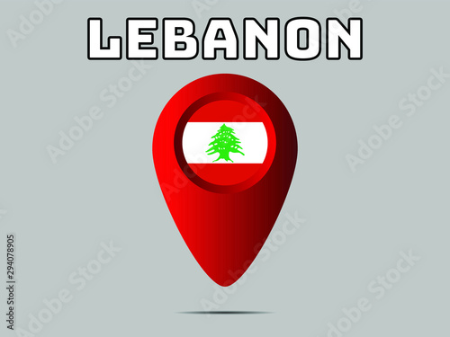 Lebanon National flag,  geolocation, geotag pin, element. Good for map, place, placement your business. original color and proportion. vector illustration,countries set.