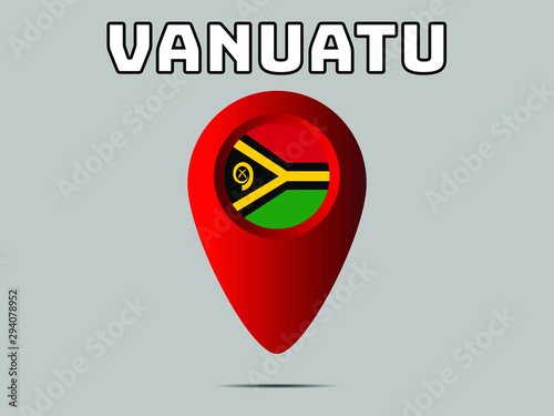 Vanuatu National flag,  geolocation, geotag pin, element. Good for map, place, placement your business. original color and proportion. vector illustration,countries set.