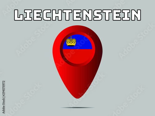 Liechtenstein National flag,  geolocation, geotag pin, element. Good for map, place, placement your business. original color and proportion. vector illustration,countries set.