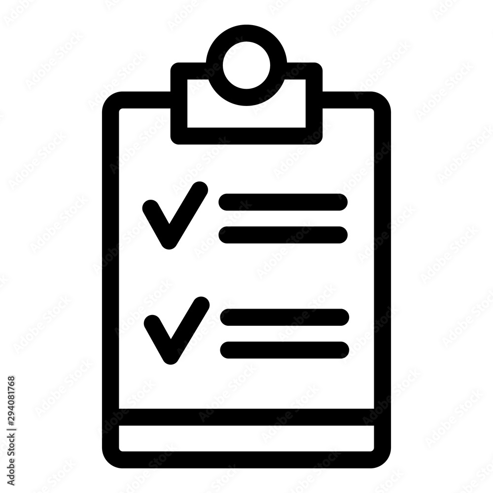 Check list icon. Outline check list vector icon for web design isolated on white background Check list icon. Outline check list vector icon for web design isolated on white background