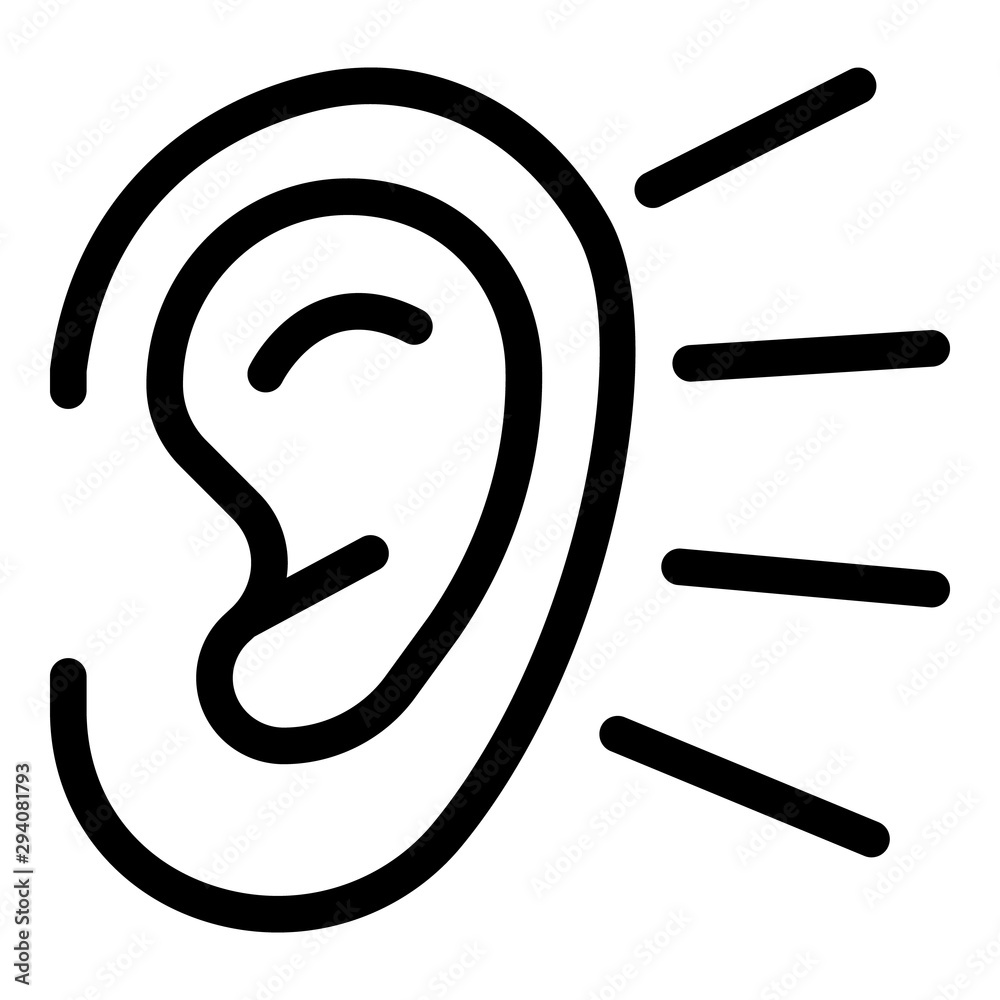 Ear listening icon. Outline ear listening vector icon for web design