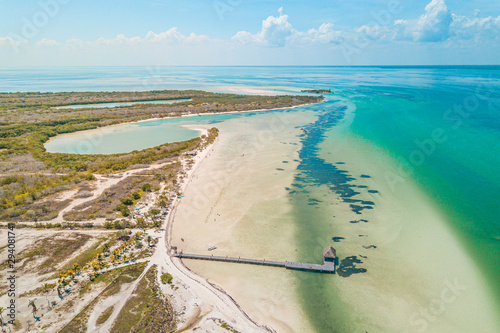 Paradise Beach at Holbox Island in the Caribbean Ocean of Mexico photo