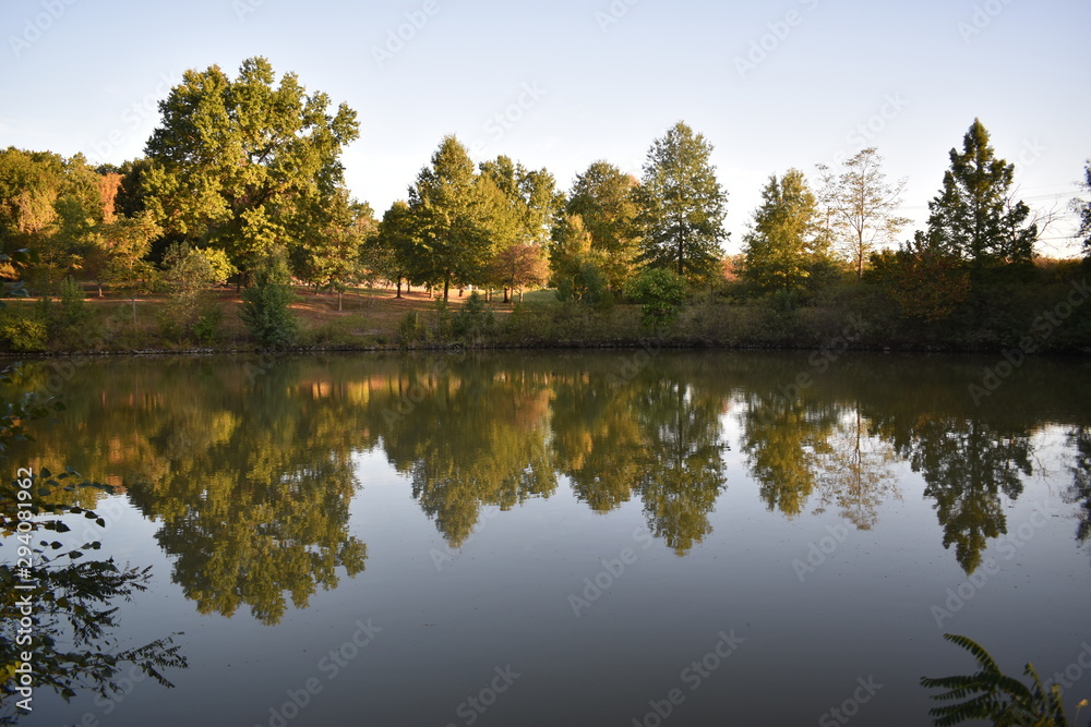 reflection of autumn trees in the lake