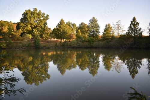 reflection of autumn trees in the lake