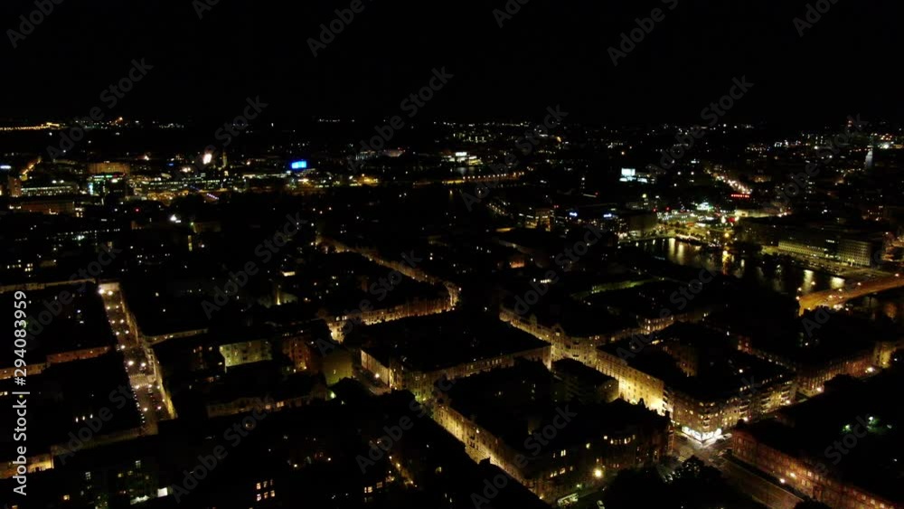 City Illumination. Flying over city lights in dark night. Aerial drone shot. City Illumination. Flying over city lights in dark night. Aerial drone shot.