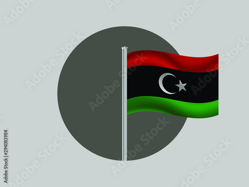 Free Download Libya Waving national flag on flagpole inside circle, isolated on gray background. original colors and proportion. Vector illustration, from countries flag set - GFXLoad
