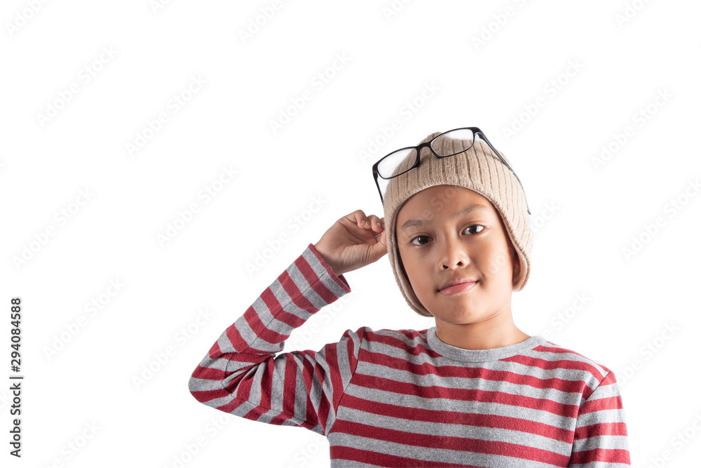 Boy student thinking isolated on white background. Boy student thinking isolated on white background.