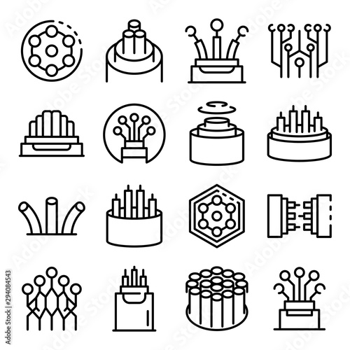 Optical fiber icons set. Outline set of optical fiber vector icons for web design isolated on white background