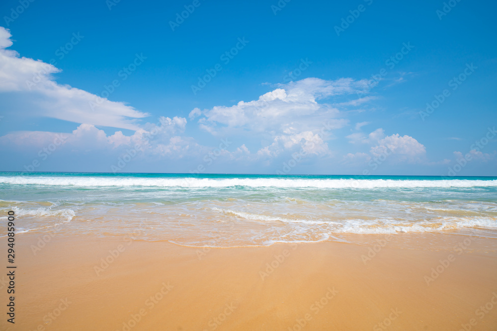 Summer sea beach white sand blue sky with cloud
