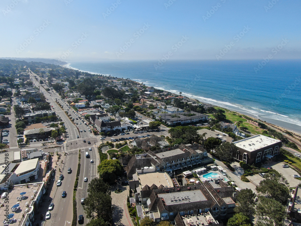Aerial view of Del Mar coastline and beach