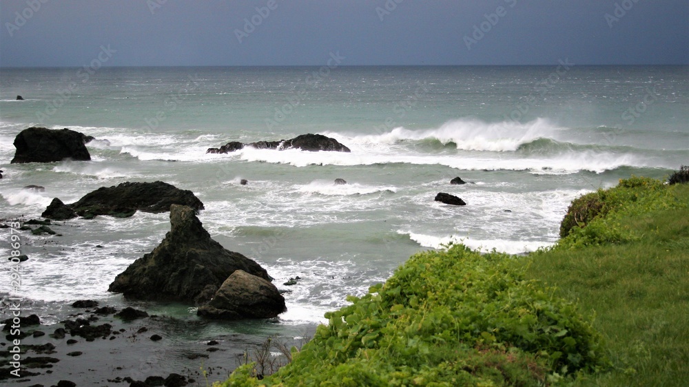 North west Pacific coastline seen on a stormy day North west Pacific coastline seen on a stormy day