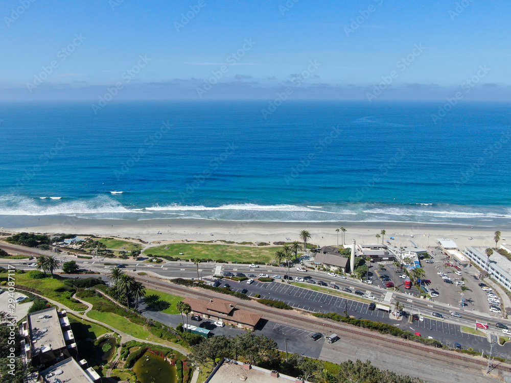 Aerial view of Del Mar coastline and beach