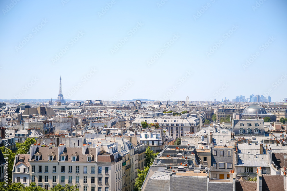 The Paris skyline as seen from the observation deck of Centre Pompidou