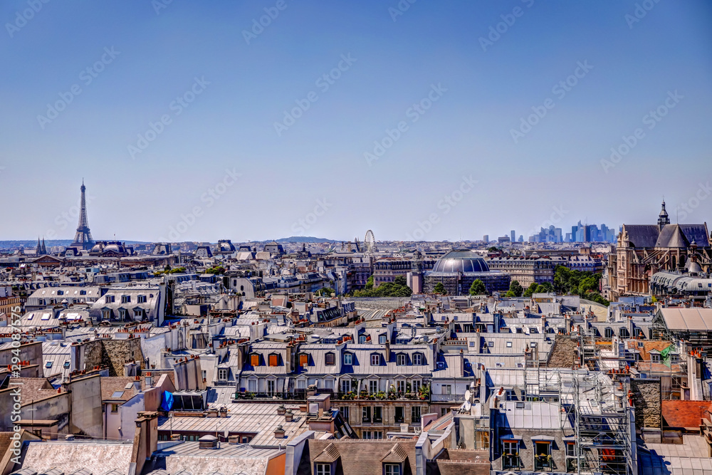 The Paris skyline as seen from the observation deck of Centre Pompidou