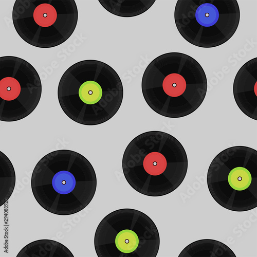 Seamless pattern with vinyl records. vector image