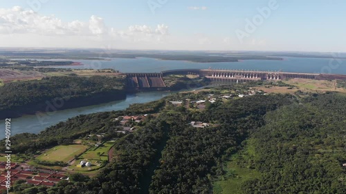 Itaipu hydroelectric power plant (Foz do Iguacu, Parana, Brazil) aerial view photo