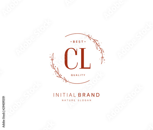C L CL Beauty vector initial logo, handwriting logo of initial signature, wedding, fashion, jewerly, boutique, floral and botanical with creative template for any company or business.