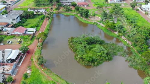 Park Lago Monjolo, lagoon (Foz do Iguacu, Parana, Brazil) aerial view photo