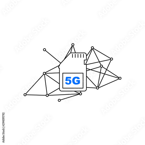 Fifth Generation Wireless Internet Network Connection Information Technology Illustration. 5G Flat Icon Isolated on white background. Mobile devices telecommunication business web networking. 