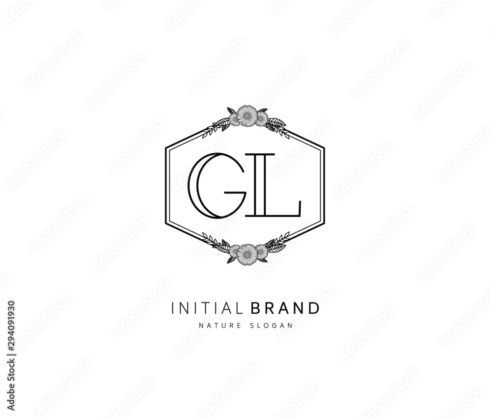 G L GL Beauty vector initial logo, handwriting logo of initial signature,  wedding, fashion, jewerly, boutique, floral and botanical with creative  template for any company or business. Stock Vector | Adobe Stock