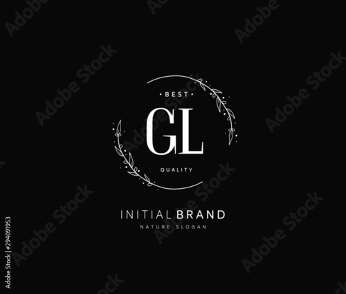 G L GL Beauty vector initial logo, handwriting logo of initial signature, wedding, fashion, jewerly, boutique, floral and botanical with creative template for any company or business.