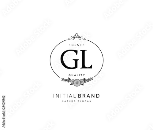 G L GL Beauty vector initial logo, handwriting logo of initial signature, wedding, fashion, jewerly, boutique, floral and botanical with creative template for any company or business.
