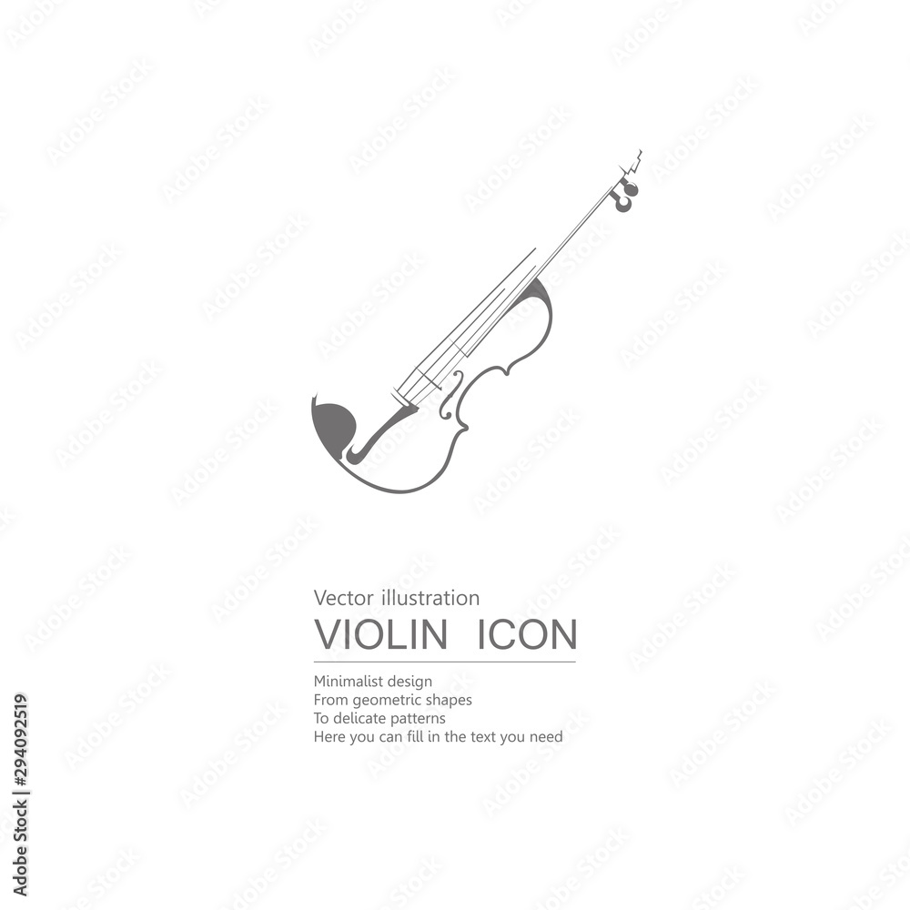 Vector drawn violin. Isolated on white background.	