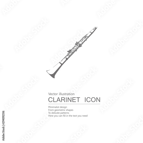 Vector drawn clarinet. Isolated on white background.	