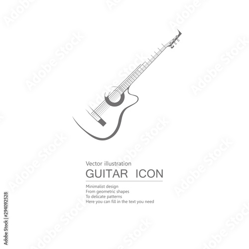 Vector drawn guitar. Isolated on white background.	