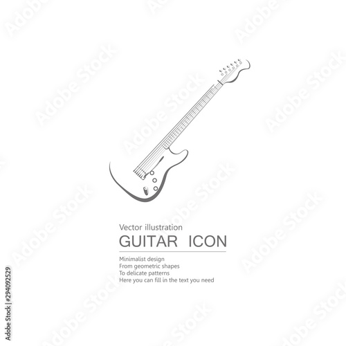 Vector drawn guitar. Isolated on white background.	