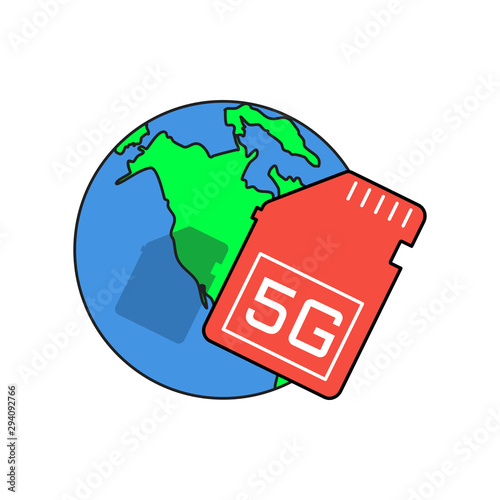 Fifth Generation Wireless Internet Network Connection Information Technology Illustration. 5G Flat Icon Isolated on white background. Mobile devices telecommunication business web networking. 