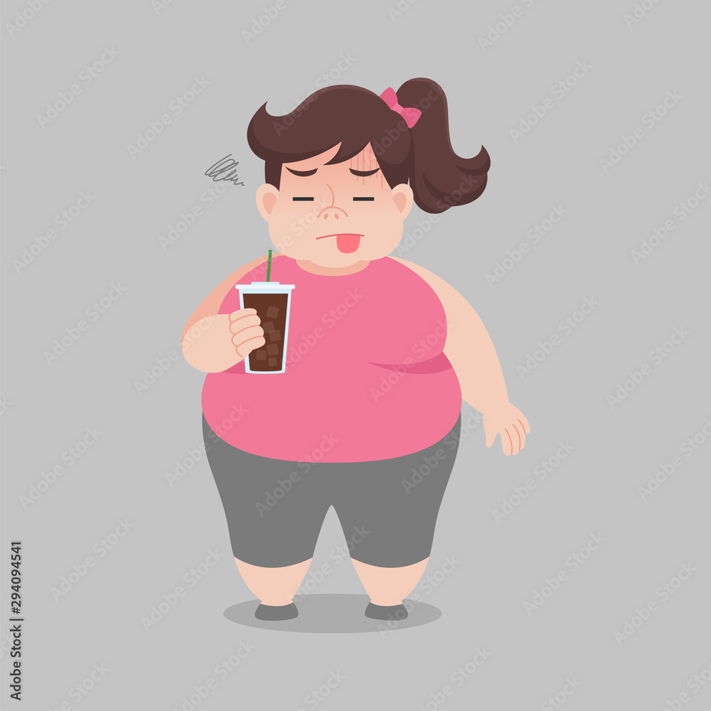 Big Fat woman drinking black coffee for slender body, ice america no, no sugar, not delicious, bitter, bad taste, disgust, big size, diet cartoon, lose weight, Lifestyle healthy Healthcare concept. Big Fat woman drinking black coffee for slender body, ice america no, no sugar, not delicious, bitter, bad taste, disgust, big size, diet cartoon, lose weight, Lifestyle healthy Healthcare concept.