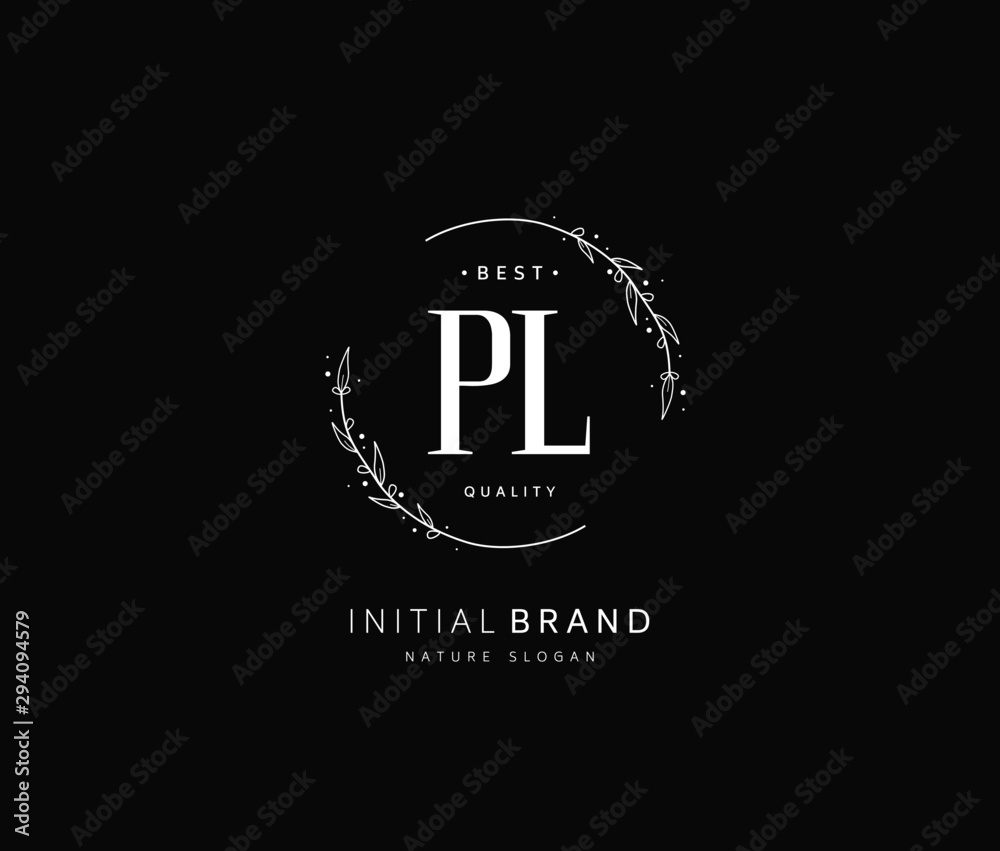 P L PL Beauty vector initial logo, handwriting logo of initial signature, wedding, fashion, jewerly, boutique, floral and botanical with creative template for any company or business.