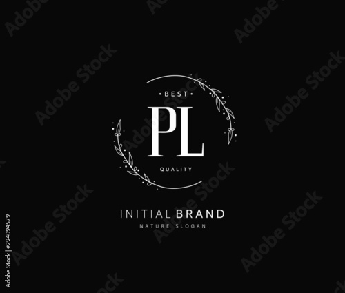 P L PL Beauty vector initial logo, handwriting logo of initial signature, wedding, fashion, jewerly, boutique, floral and botanical with creative template for any company or business.
