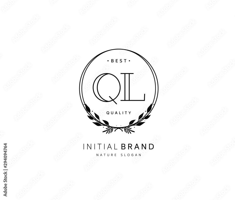 Q L QL Beauty vector initial logo, handwriting logo of initial signature, wedding, fashion, jewerly, boutique, floral and botanical with creative template for any company or business.