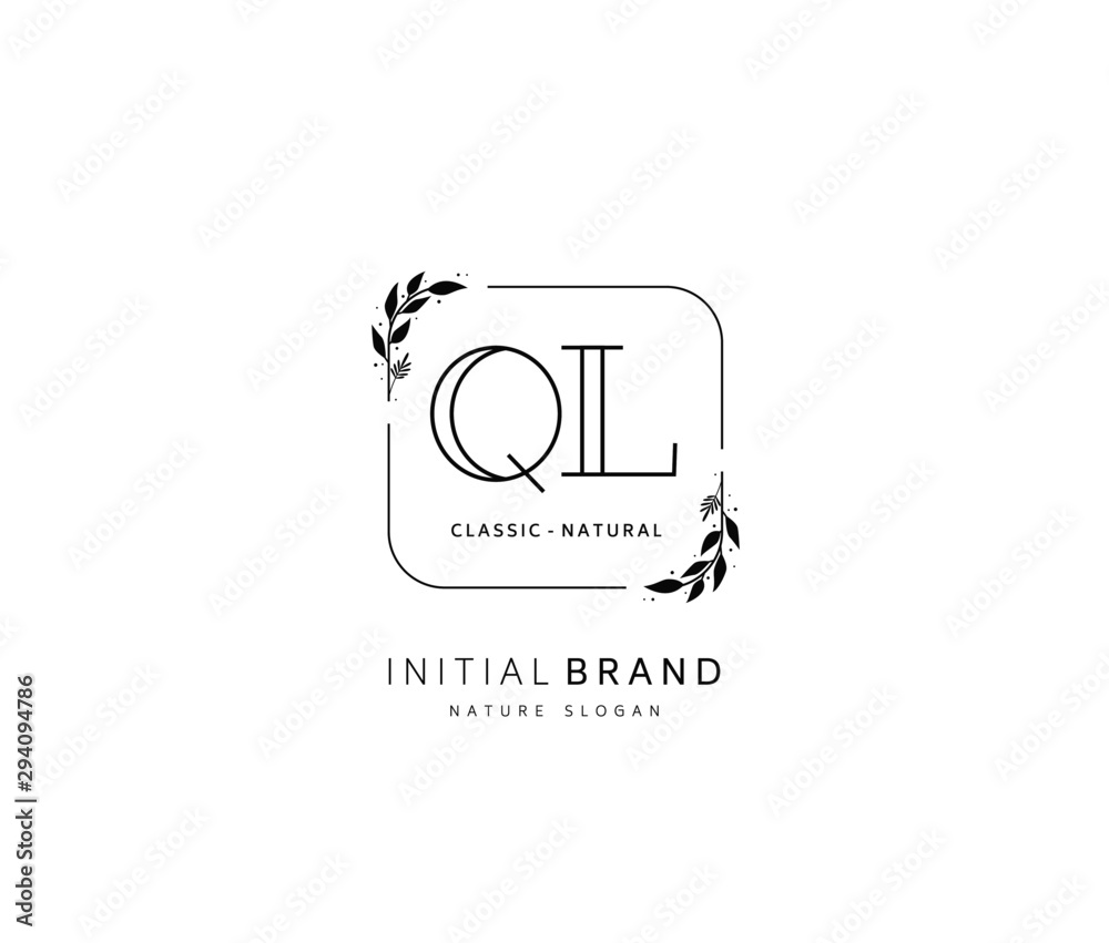 Q L QL Beauty vector initial logo, handwriting logo of initial signature, wedding, fashion, jewerly, boutique, floral and botanical with creative template for any company or business.