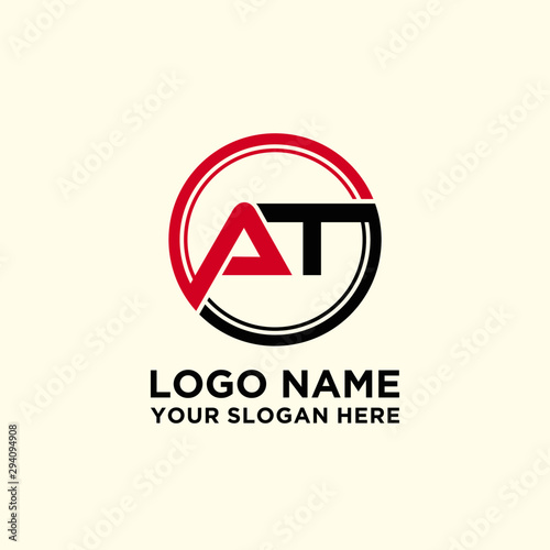 Free Download Circle logo with the letter AT inside. letters connecting with circles. Logo circle modern abstract - GFXLoad