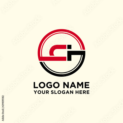 Circle logo with the letter CI inside. letters connecting with circles. Logo circle modern abstract