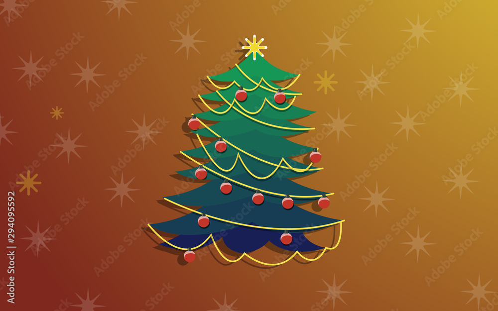 Christmas tree with decorations. Holiday background. Merry Christmas and Happy New Year. Vector illustration Christmas tree with decorations. Holiday background. Merry Christmas and Happy New Year. Vector illustration