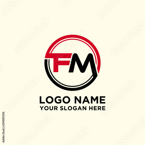 Circle logo with the letter FM inside. letters connecting with circles. Logo circle modern abstract
