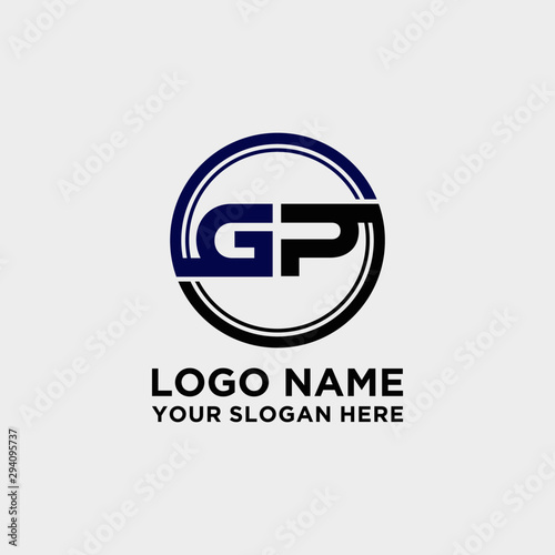 Circle logo with the letter GP inside. letters connecting with circles. Logo circle modern abstract