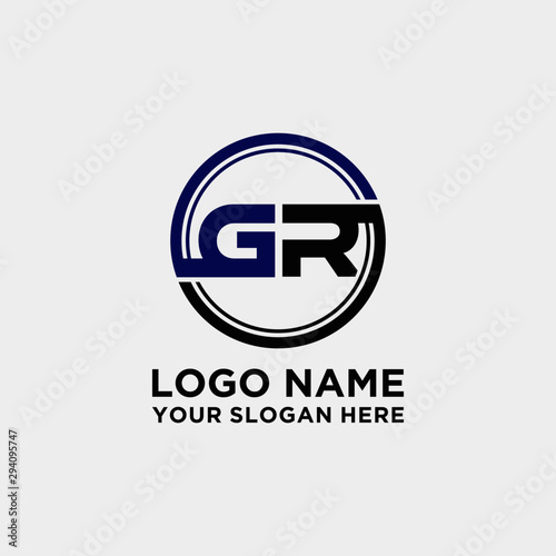 Circle logo with the letter GR inside. letters connecting with circles. Logo circle modern abstract