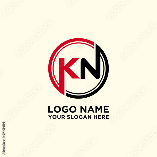 Circle logo with the letter KN inside. letters connecting with circles. Logo circle modern abstract