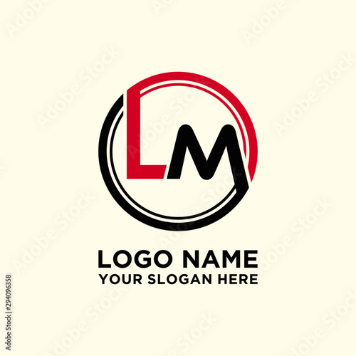 Circle logo with the letter LM inside. letters connecting with circles. Logo circle modern abstract